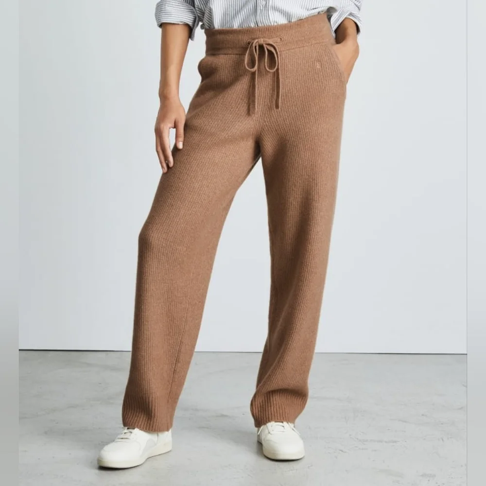 Everlane Cozy Stretch Wide Leg Sweatpants in Camel - Picture 3 of 11